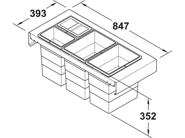 502.07.505 Sortator cu patru cosuri pentru gunoi, 2 x 10 si 2 x 20 litri, Hailo Zargen Cargo Legrabox