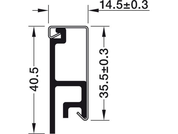 522.99.301 Profil perete, 900mm, Negru