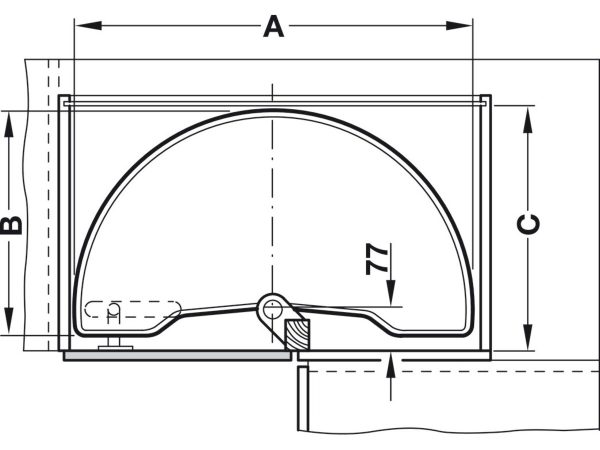 541.54.253 Polita rotativa EcoTray semirotunda, sistem de colt semiluna, Gri