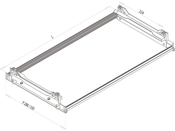 544.16.546 Scurgator vase Premium, cadru din aluminiu reglabil pe adancime, corp 800 mm, Argintiu