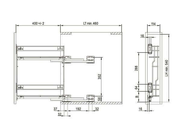 545.44.900 Cos Jolly Standard, cu 2 nivele, extragere totala, corp 150mm, Crom