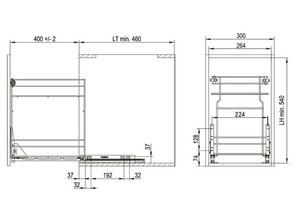 545.44.913 Cos Jolly Standard, cu 2 nivele, extragere totala, corp 300mm, Crom