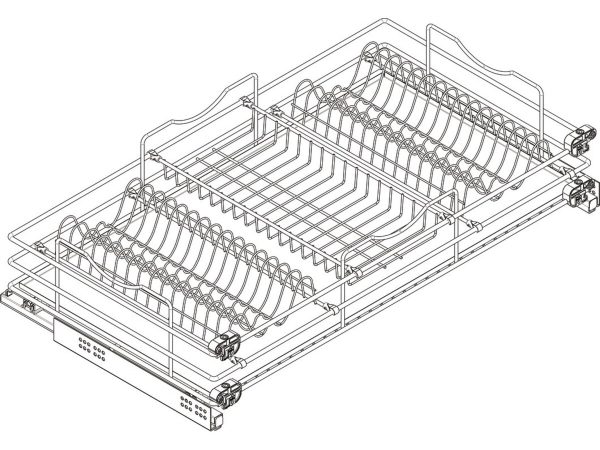 548.55.946 Scurgator vase si pahare tip sertar, extragere totala si amortizare, corp 900 mm, Aluminiu