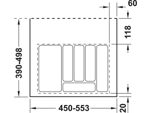 556.46.507 Suport tacamuri, universal, latime corp 600 mm, Gri