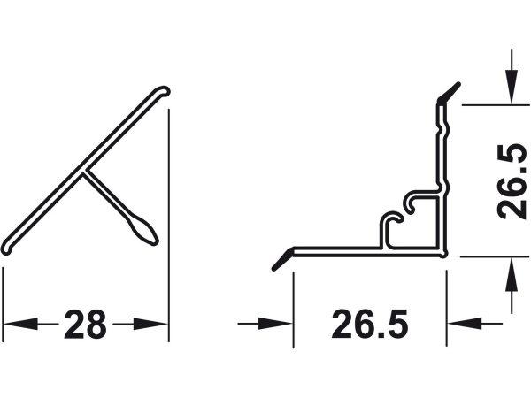 712.81.324 Profil antistrop triunghiular, 30x30 mm, din 2 piese, infoliat, 4000mm, Negru