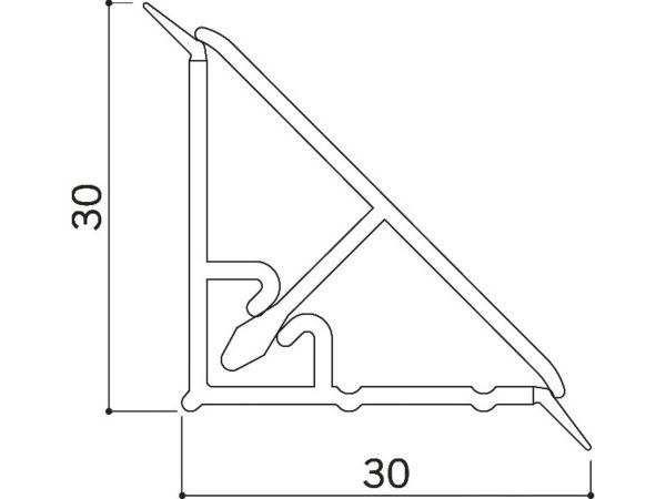 712.81.324 Profil antistrop triunghiular, 30x30 mm, din 2 piese, infoliat, 4000mm, Negru