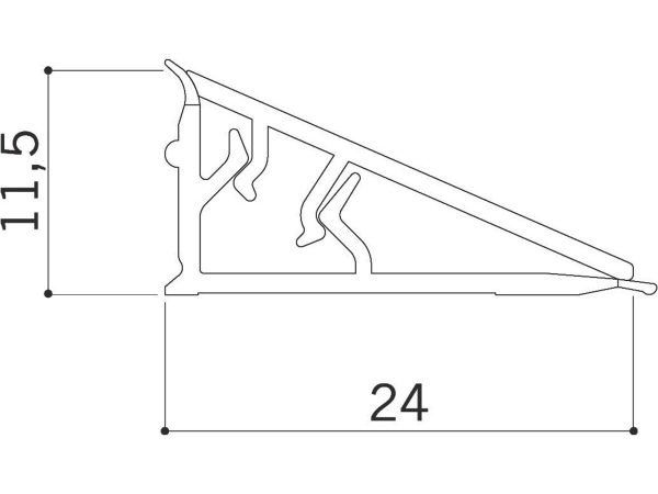 712.82.324 Profil antistrop triunghiular 24x11,5 mm, din 2 piese, infoliat, 4000mm, Negru