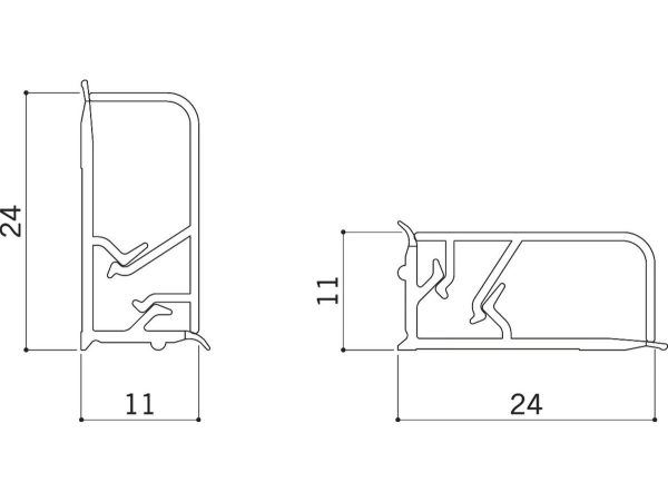 712.82.824 Profil antistrop dreptunghiular, 11x24 mm, din 2 piese, infoliat, 4000mm, Alb