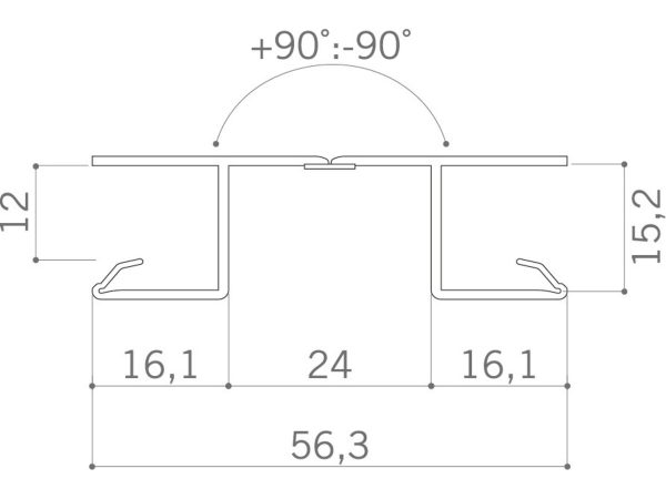 713.57.370 Element imbinare PVC multiunghi, H=100 mm, Negru mat