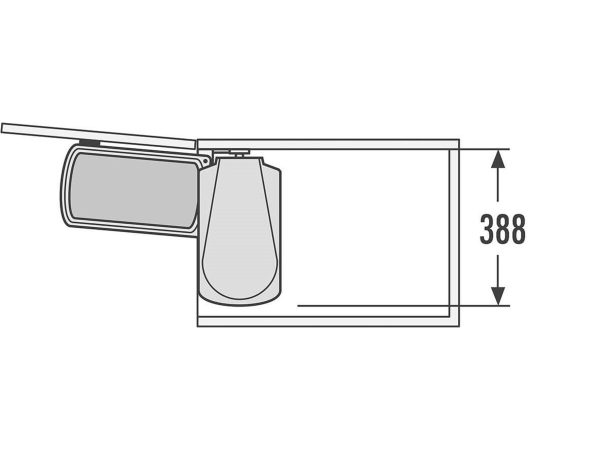 Cos gunoi dreptunghiular, 18L, cu capac negru, Inox, 3418101