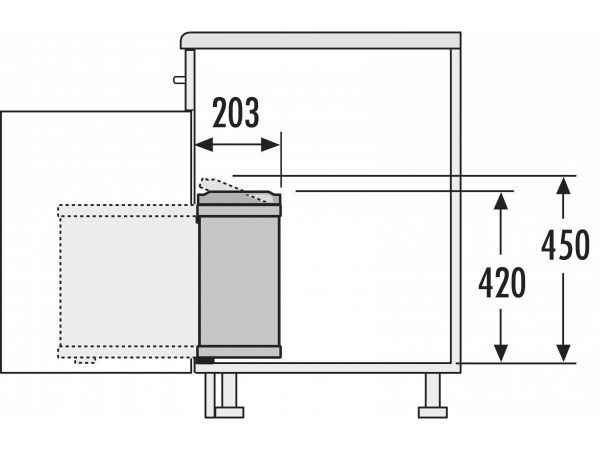 Cos gunoi dreptunghiular, 18L, cu capac negru, Inox, 3418101